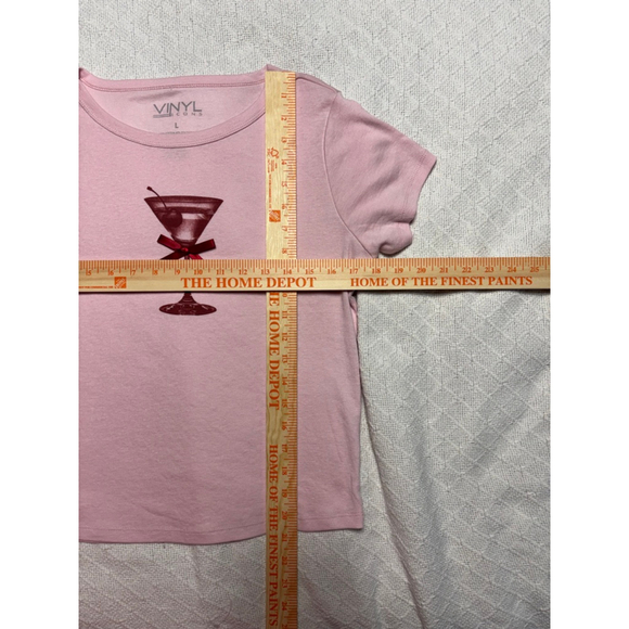 NWOT Vinyl Icons Pink Coquette Y2K Cherry Martini w/Bow Baby T-Shirt Size Large - Picture 6 of 6